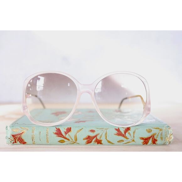 Vintage 1970s Sunglasses NOS frosted Pink Oversize Drop Temples Multicolor Retro main image 6